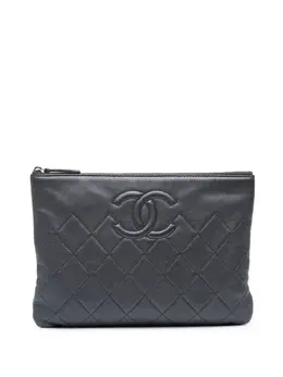 Chanel 2017-2018 Medium CC Quilted Caviar O Case clutch bag 31827328
