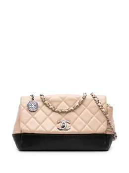 Chanel 2014 CC Bicolor Quilted Calfskin and Caviar Single Flap crossbody bag 31826979