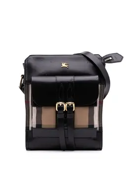 Burberry 2000-2017 Leather and House Check Canvas crossbody bag 31828151