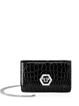 Philipp Plein crystal-embellished crocodile-effect clutch 31352196