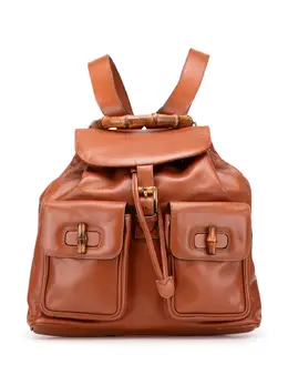 Gucci 20th Century Leather Bamboo Drawstring backpack 31829058