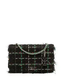 Chanel 2017-2018 Quilted Boucle Tweed Robot Charm Wallet On Chain crossbody bag 31827317