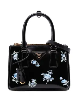 Prada 2000-2025 Mini Brushed Leather Floral Print Galleria Double Zip satchel 31827879