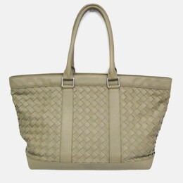 Bottega Veneta Intrecciato Large Light Green Leather Tote Bag 1201739