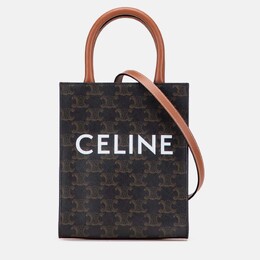 Celine Brown Mini Triomphe Coated Canvas Vertical Cabas Satchel 1201782