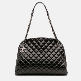 Chanel Black Large Aged Calfskin Just Mademoiselle Bowling Bag 1201629