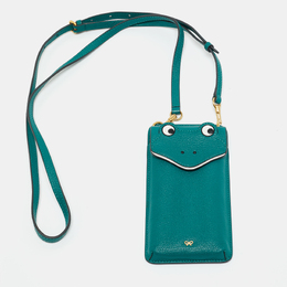 Anya Hindmarch x Net Sustain Green Leather Frog Phone Crossbody Bag 1201182