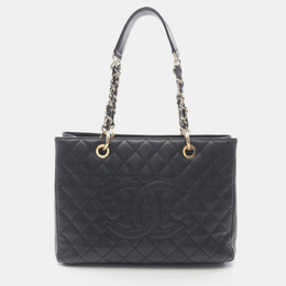 Chanel Matelasse Black Calfskin Grand Shopping Tote Chain Bag GHW 1200208