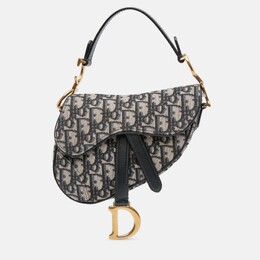 Christian Dior Navy Blue Mini Oblique Canvas Saddle Bag 1201211