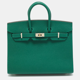 Hermes Vert Moyen Epsom Leather Electrum Finish Birkin Sellier 25 Bag 1201006