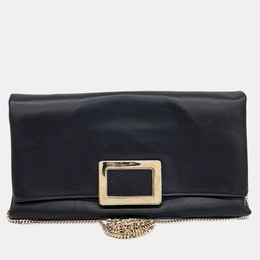Roger Vivier Black Leather clutch and chain crossbody bag 1202063