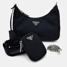 Prada Black Nylon Tessuto Chain Strap Hobo Bag 1202052