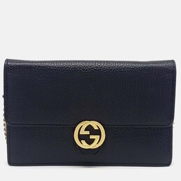 Gucci Black Leather Interlocking Chain Crossbody Bag 1201951