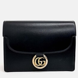 Gucci Black Leather GG Ring Leather Shoulder Bag 1201944