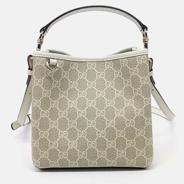 Gucci Beige Leather and PVC GG Emblem Small Bucket Bag 1201949