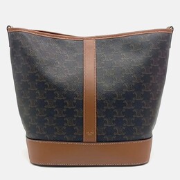 Celine Brown Canvas and Leather Celine Brown Triumph Bucket Bag 1201874
