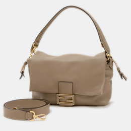 Fendi Mamma Baguette Medium Beige Leather Shoulder Bag 1202168