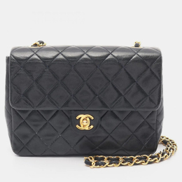 Chanel Mini Matelasse 20 Shoulder Bag Lambskin Navy Blue 1202215