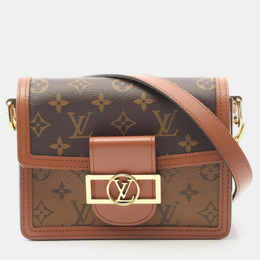 Louis Vuitton Dauphine Mini Monogram Reverse Brown Coated Canvas Leather Shoulder Bag 1202209