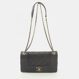 Chanel Mademoiselle Matelasse Black Leather Shoulder Bag 1202204