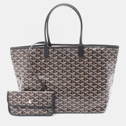 Goyard Saint Louis PM Black Brown Coated Canvas Leather Tote Bag 1202199