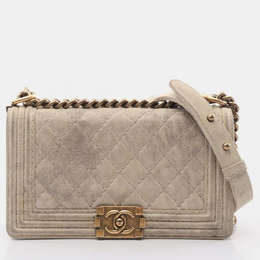 Chanel Boy Chanel Beige Calfskin Leather Shoulder Bag 1202155
