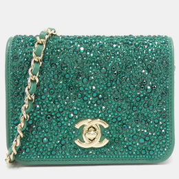 Chanel Green Leather Chain Clutch 1202153
