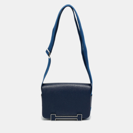 Hermes Bleu Navy Chevre Mysore Leather Palladium Finish Geta Bag 1202123