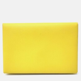 Hermes Yellow Leather Calvi Clutch 1201987