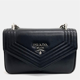 Prada Black Leather Grace Luxe Chain Shoulder Bag 1202055