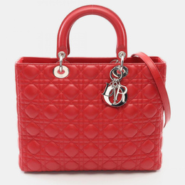 Christian Dior Lady Christian Dior Large Red Leather Tote Bag 1202158