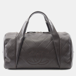Chanel Black CC Chevron Quilted Lambskin Boston Bag 1202753