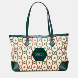Gucci Brown 100th Anniversary Medium GG Canvas Embroidered Flower Ophidia Tote 1202744