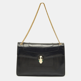 Bvlgari Black Leather Medium Serpenti Forever Shoulder Bag 1202651