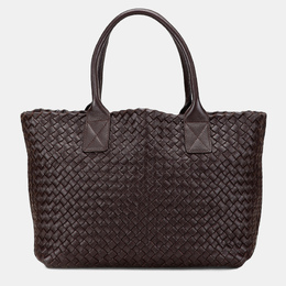 Bottega Veneta Brown Lambskin Intreccio Cabat Tote 1202730