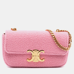 Celine Pink Tweed Claude Chain Shoulder Bag 1202714