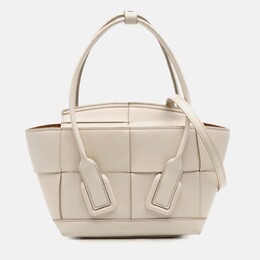 Bottega Veneta White Mini Calfskin Maxi Intrecciato Arco Satchel 1202491
