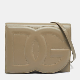 Dolce & Gabbana Beige Leather DG Logo Flap Bag 1202395