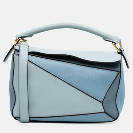 Loewe Blue Small Tricolor Calfskin Puzzle Satchel 1202323