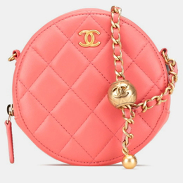 Chanel Coco Mark Round Pink Lambskin Shoulder Bag 1202235