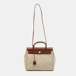 Hermes Rouge H/Natural Toile and Vache Hunter 2in1 Herbag Zip 31 Bag 1201695