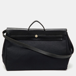 Hermes Black Canvas and Leather Herbag 50 Bag 1201601