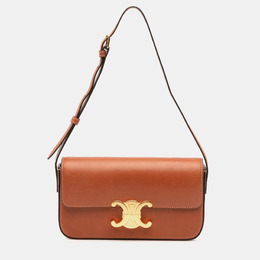 Celine Brown Shiny Calfskin Claude Shoulder Bag 1202131