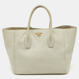 Prada Off White Vitello Daino Leather Tote 1201552