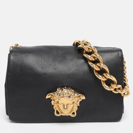 Versace Black Leather Palazzo Sultan Shoulder Bag 1201473