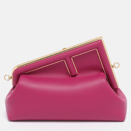 Fendi Burgundy Leather Fendi First Midi Shoulder Bag 1201221