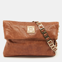 Tory Burch Brown Textured Leather Louisa Messenger Bag 1201534