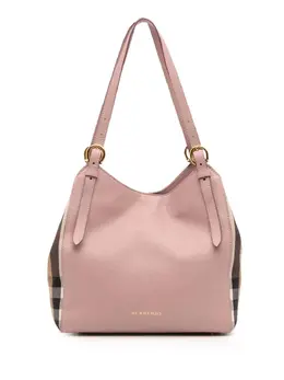 Burberry 2000-2017 Small Leather and House Check Canvas Canterbury tote bag 31848814