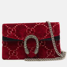 Gucci Red/Black GG Velvet and Patent Leather Super Mini Dionysus Crossbody Bag 1203697