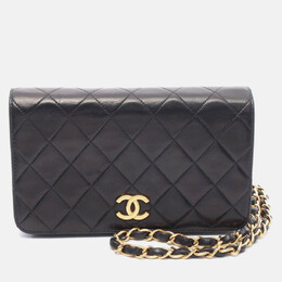 Chanel Matelasse Black Lambskin Full Flap Chain Shoulder Bag GHW 1203463
